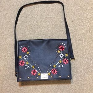 Primark black embroidered crossbody bag